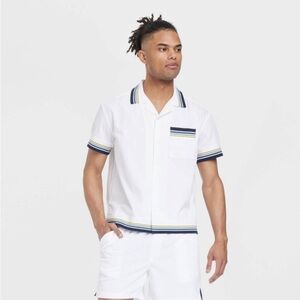 Houston White Adult Short Sleeve Tipping
Button-Down Camp Shirt - White new